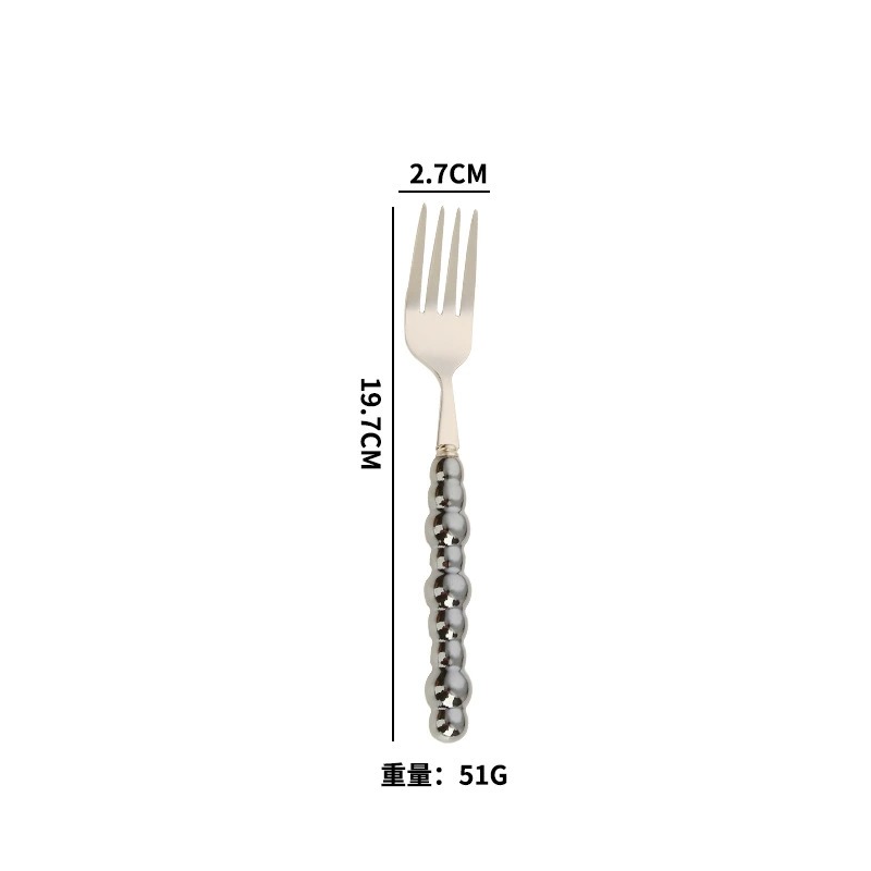 New Arrival 304 Stainless Steel Pearl Series Cutlery Set, Elegant Knives Forks Spoons, Household Ceramic Pearl Soup Spoons - Image 6
