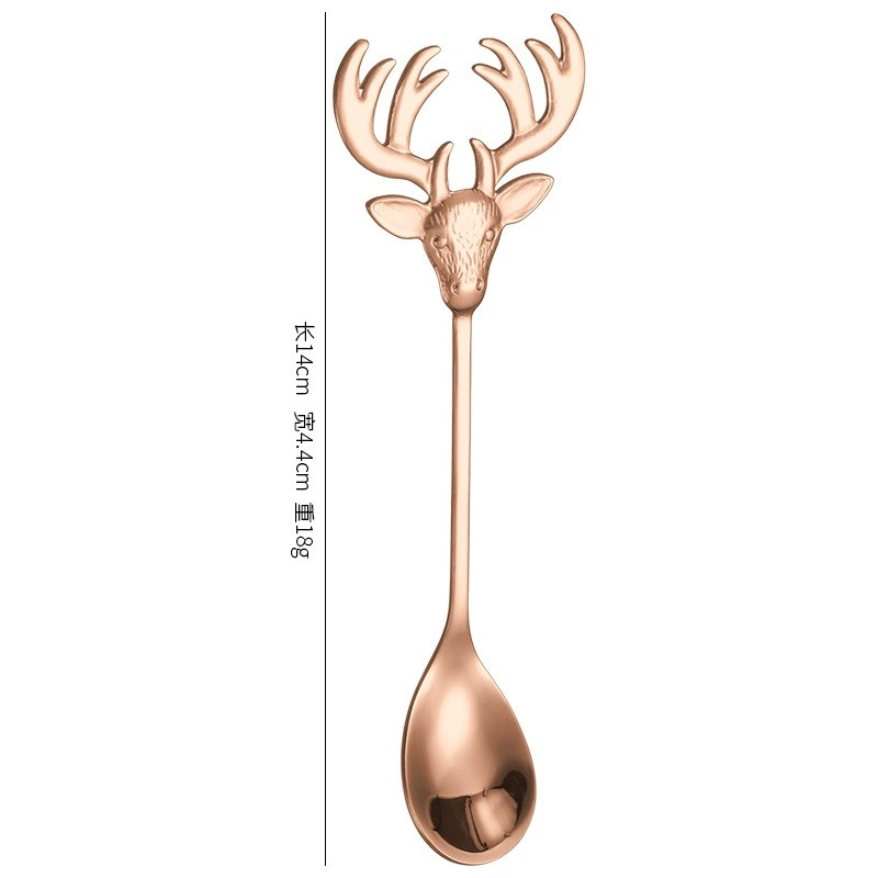 Gold Long Handle Bar Stirring Spoon, European 304 Stainless Steel Deer Head Spoon Fork - Image 9