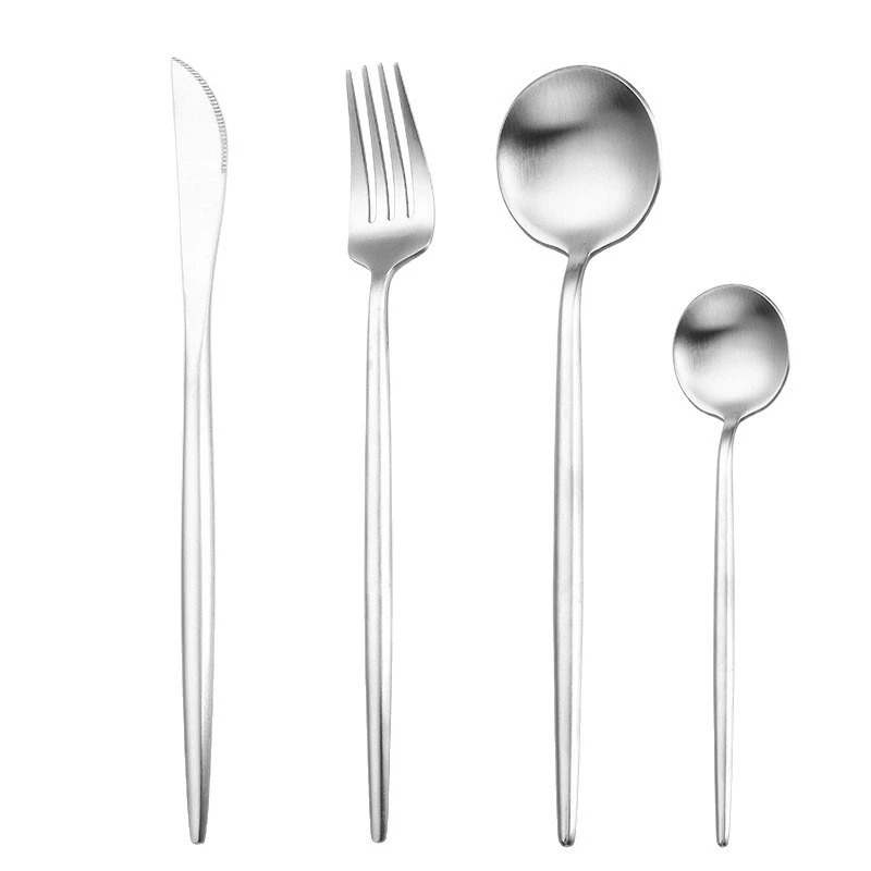Custom Foreign Trade Sanded Stainless Steel Cutlery, Thickened Elegant Ins-Style Steak Knives, Forks and Spoons - Image 3