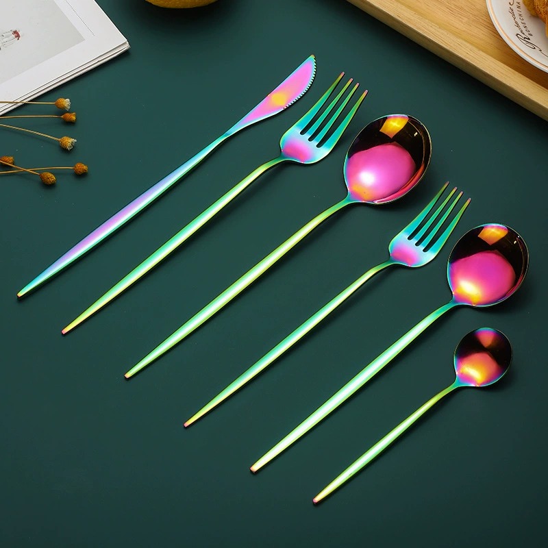 4Pcs Black Gold Titanium Coated 304 Stainless Steel Portugal Steak Cutlery Set, Western Knife Fork Spoon - Image 3