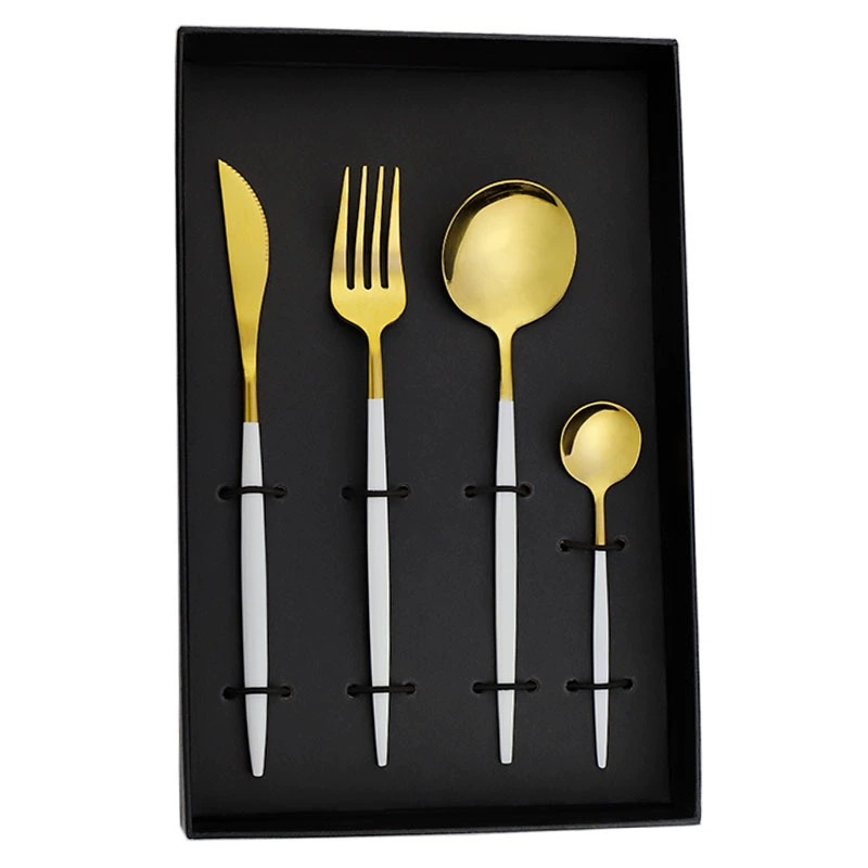 Colorful 304 Portugal Stainless Steel Cutlery 4Pcs Box Set, Western Dessert Knife Fork Spoon with Storage Box - Image 6