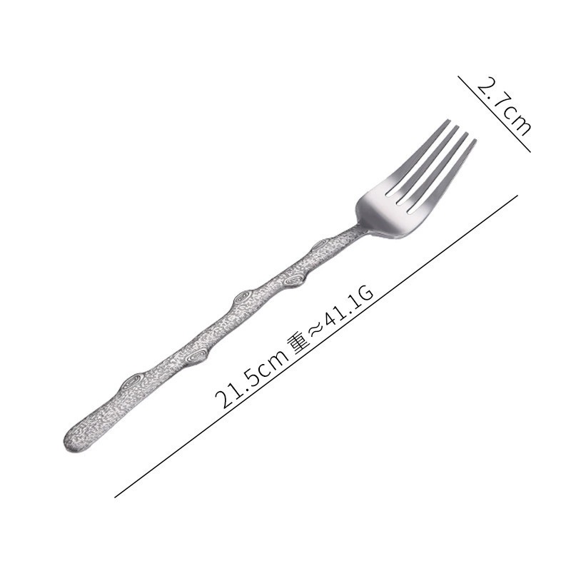 Creative Light Luxury Stainless Steel Cutlery Set With Wood Grain Handles, Steak Knives & Forks, Pasta Forks, Dessert Spoons - Image 3