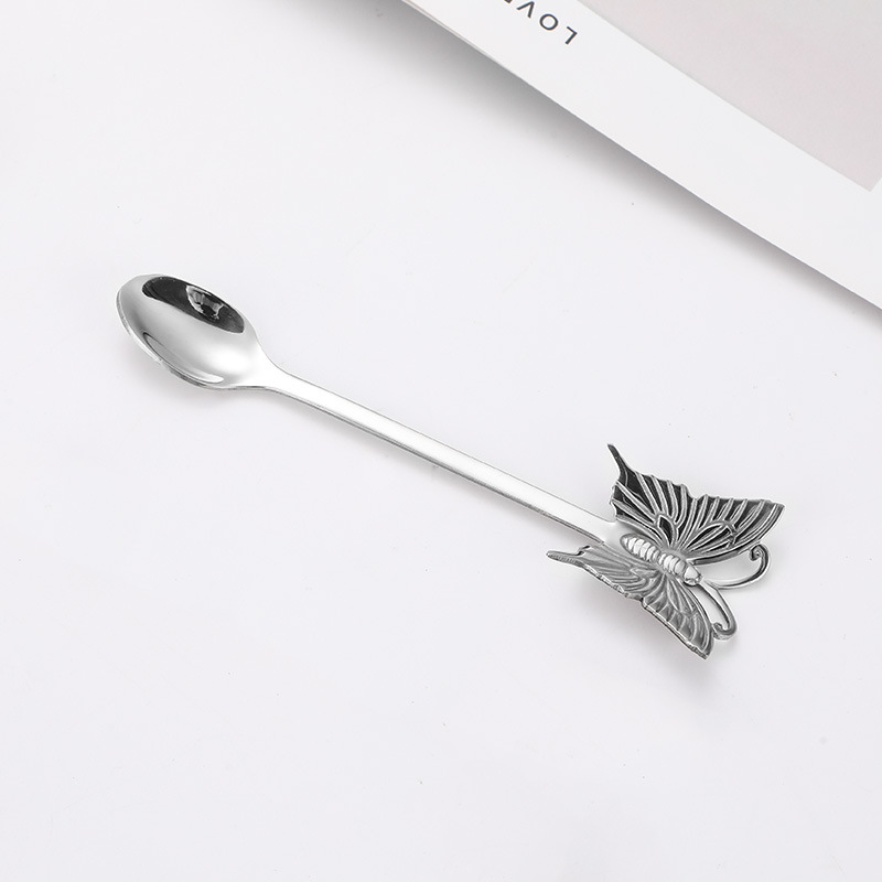 Butterfly Design 304 Stainless Steel Spoon and Fork, Hanging Coffee Spoon, Gold Plated Dessert Spoon Fruit Fork, Gift Tableware - Image 8