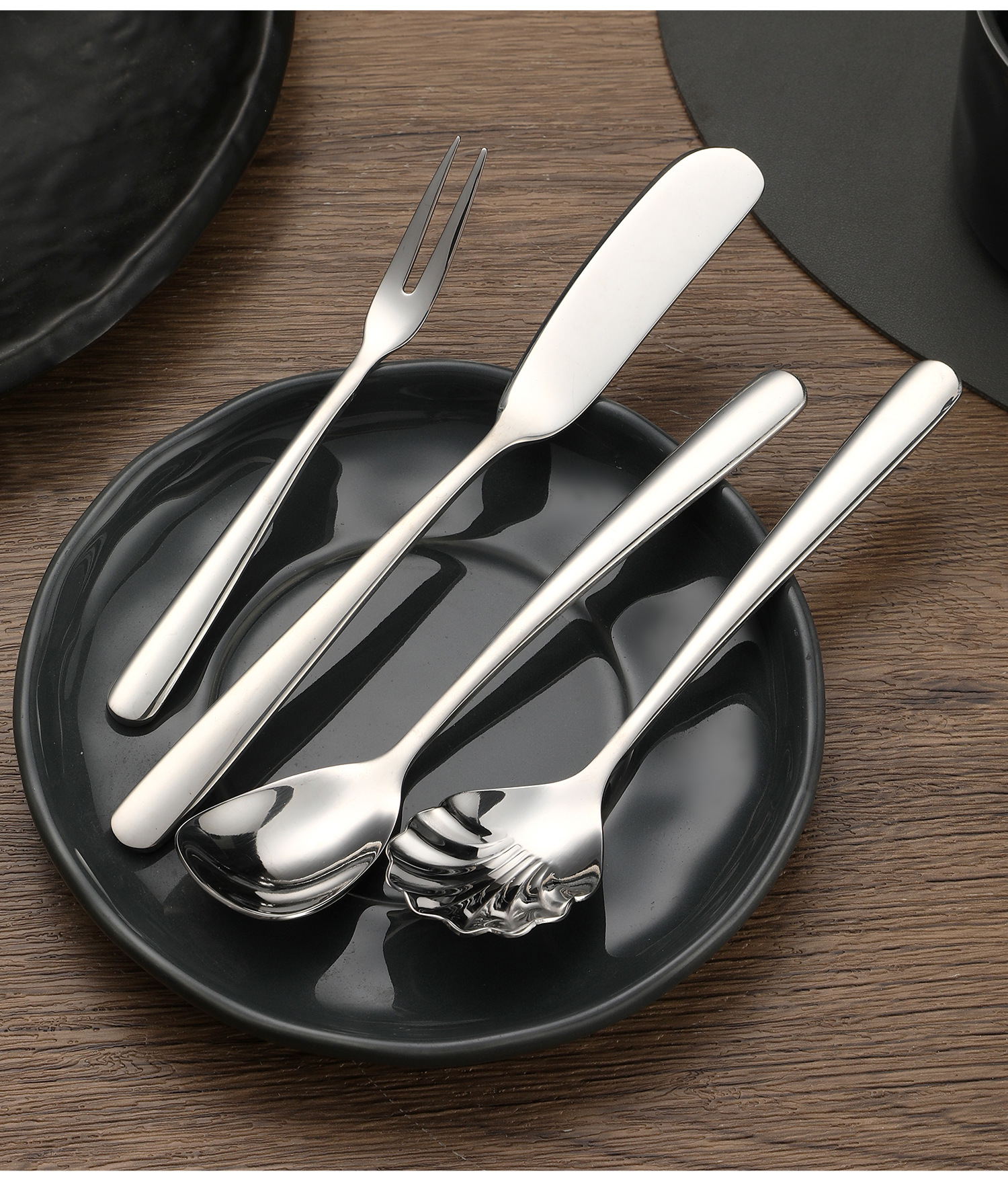 Elegant Thickened 304 Stainless Steel Western Cutlery Set, Steak Knife Fork Spoon for Hotel Coffee Dessert