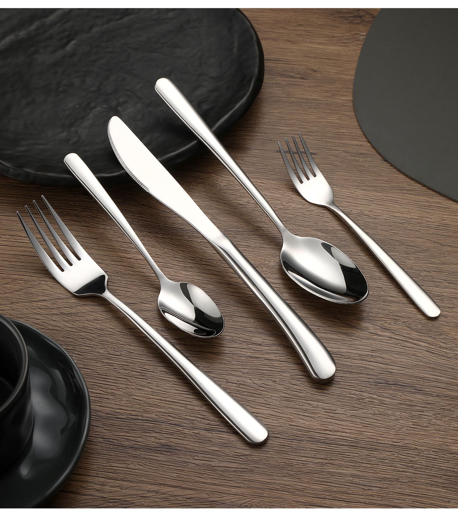 Elegant Thickened 304 Stainless Steel Western Cutlery Set, Steak Knife Fork Spoon for Hotel Coffee Dessert - Image 3