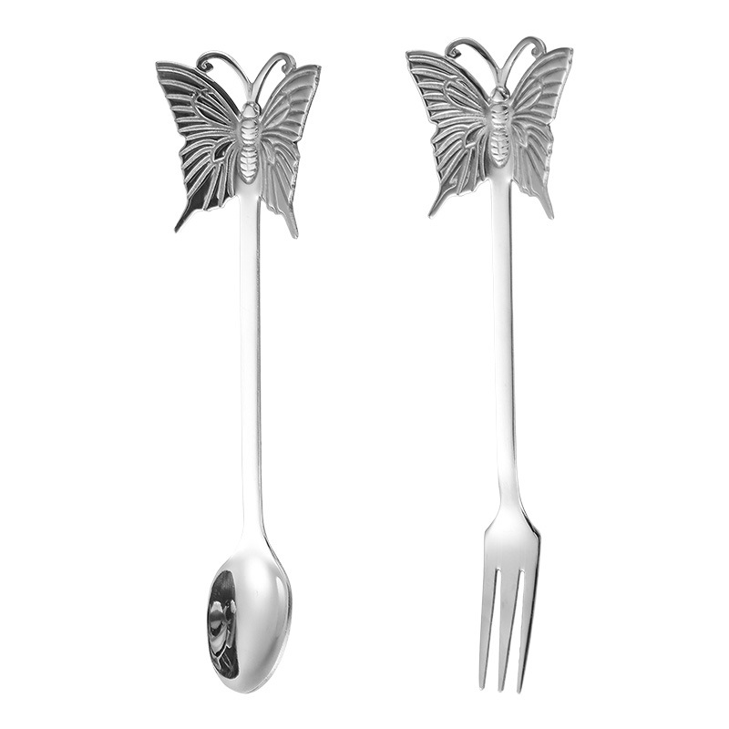 Butterfly Design 304 Stainless Steel Spoon and Fork, Hanging Coffee Spoon, Gold Plated Dessert Spoon Fruit Fork, Gift Tableware - Image 7