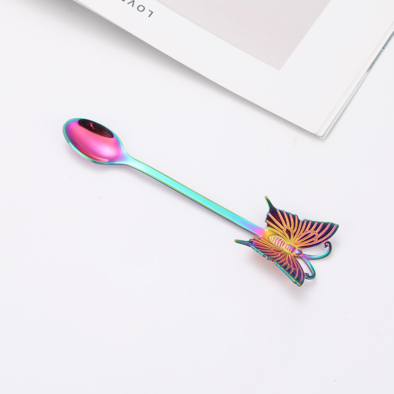 Butterfly Design 304 Stainless Steel Spoon and Fork, Hanging Coffee Spoon, Gold Plated Dessert Spoon Fruit Fork, Gift Tableware - Image 13