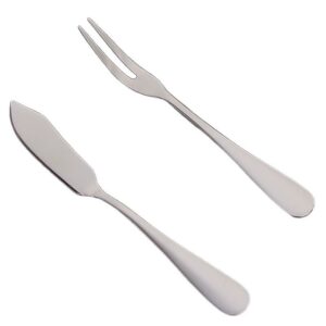 Mid-Autumn Festival Stainless Steel Mooncake Knife & Fork Set, Two-Tine Fruit Forks, Dessert & Cake Cutlery, Gift Tableware Set for Hotels