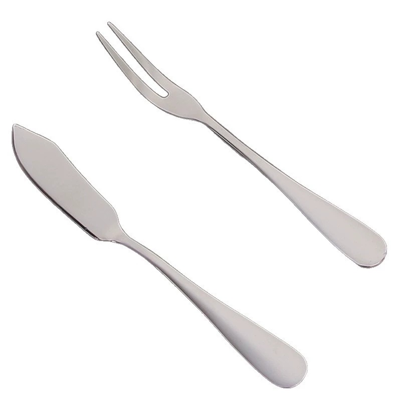Mid-Autumn Festival Stainless Steel Mooncake Knife & Fork Set, Two-Tine Fruit Forks, Dessert & Cake Cutlery, Gift Tableware Set for Hotels