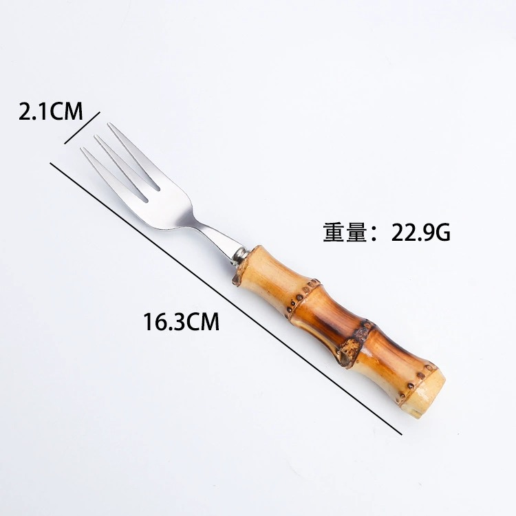 Bamboo Joint Handle Stainless Steel Western Cutlery Gift Set, Steak Knives Forks, Cake & Dessert Spoons - Image 7