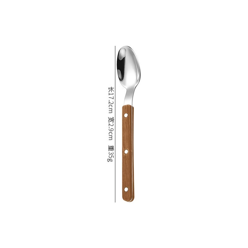 430 Stainless Steel Tableware with ABS Wood Grain Grip Handles, Elegant French Style Cutlery Set, Spoons, Forks, Dessert Spoons & Butter Knives - Image 9