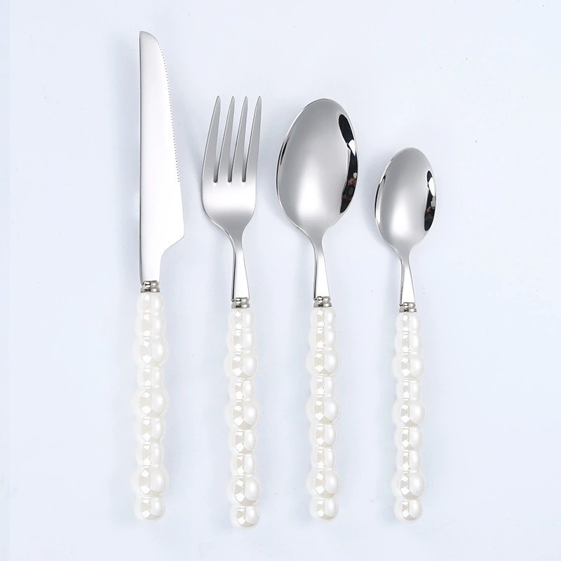 Creative Pearl Texture Stainless Steel Cutlery Set, Macaron Color Series, Premium High-Gloss Tableware, Multi-Purpose Rice Spoons, Knives and Forks - Image 7