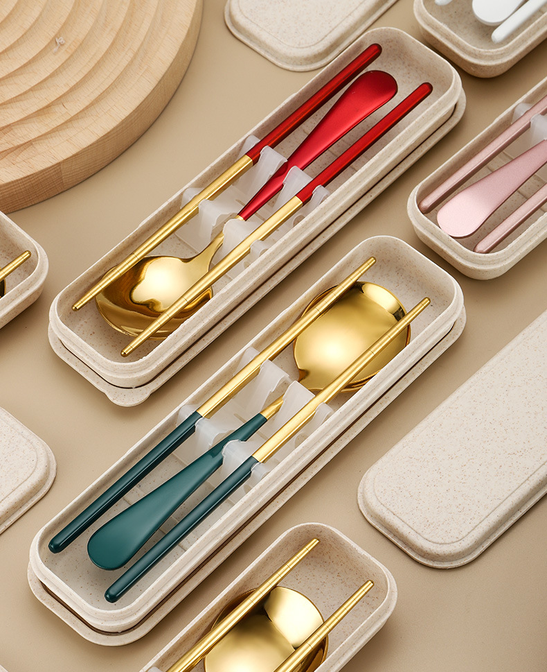 2Pcs Viral 304 Stainless Steel Spoon Chopstick Set, Portable Essential Cutlery for Travel Home Use - Image 9
