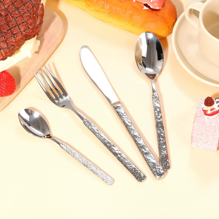 Stone Pattern 430 Stainless Steel Cutlery, Decorative Knife Fork Spoon for Home Hotel Western Dining - Image 5