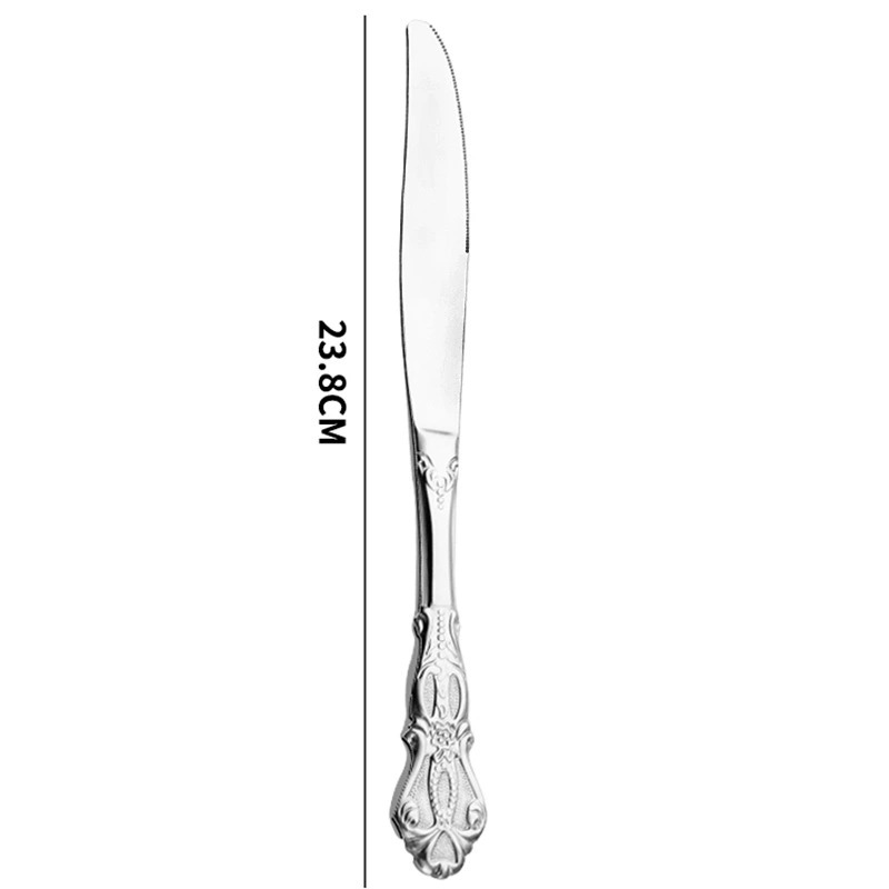 Custom Stainless Steel Cutlery Set, Vintage Embossed Western Forks, Nordic Palace Style Gold Spoons, Knives and Forks - Image 2