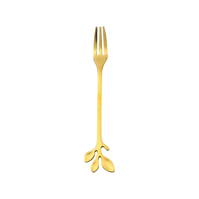 Creative Leaf Stainless Steel Long Handle Spoon Fork, Japanese Viral Coffee Ice Cream Dessert Stirring Spoon - Image 4