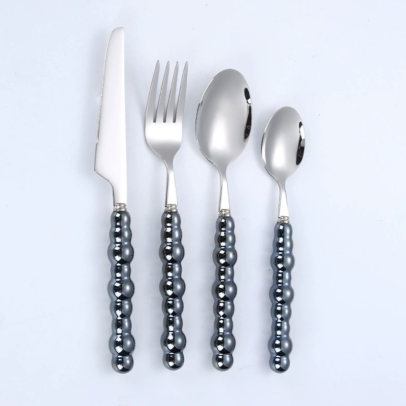 Creative Pearl Texture Stainless Steel Cutlery Set, Macaron Color Series, Premium High-Gloss Tableware, Multi-Purpose Rice Spoons, Knives and Forks - Image 9