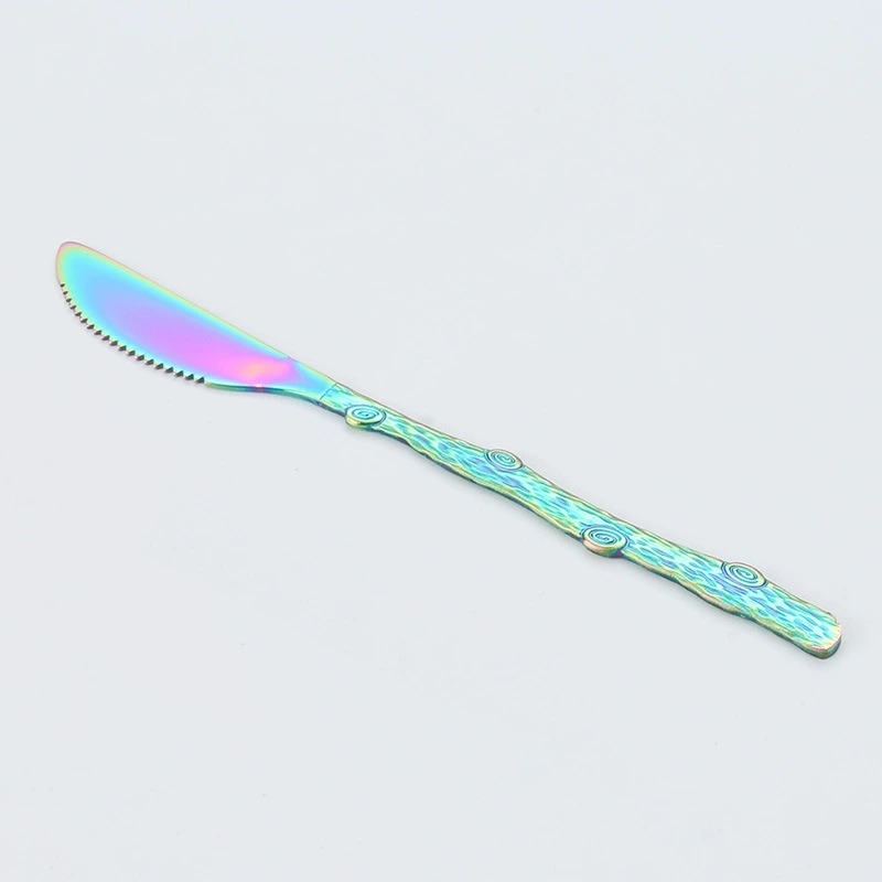 Wooden Handle Gold Stainless Steel Mooncake Knife Fork, 2 Prong Fruit Dessert Fork - Image 8