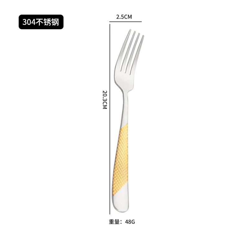 Star Diamond 304 Stainless Steel Western Cutlery 4-Piece Set, Titanium Gold Plated Steak Knives and Forks for Hotel Use - Image 4