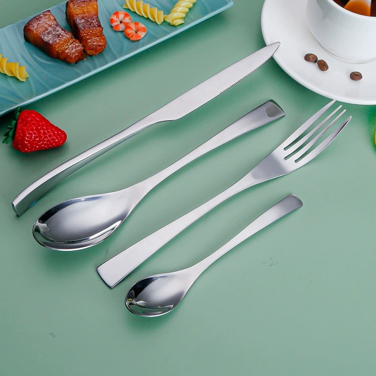 Duke Series Mirror Polished Stainless Steel Western Cutlery, Fish Tail Shape Steak Knives, Forks and Spoons - Image 3