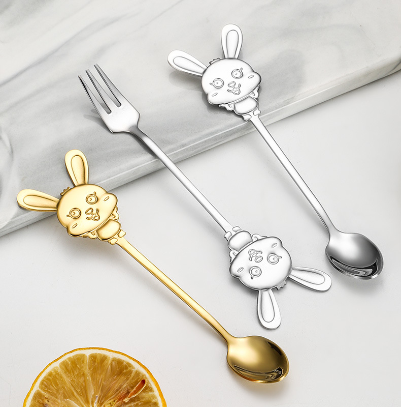 Ins Cute Rabbit Stainless Steel Fruit Dessert Fork, Creative Kids Spoon Fruit Picks for Home - Image 10