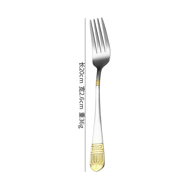 Vintage Gold Plated Stainless Steel Cutlery Set, Western Steak Knives, Forks and Spoons for Hotel Use - Image 4