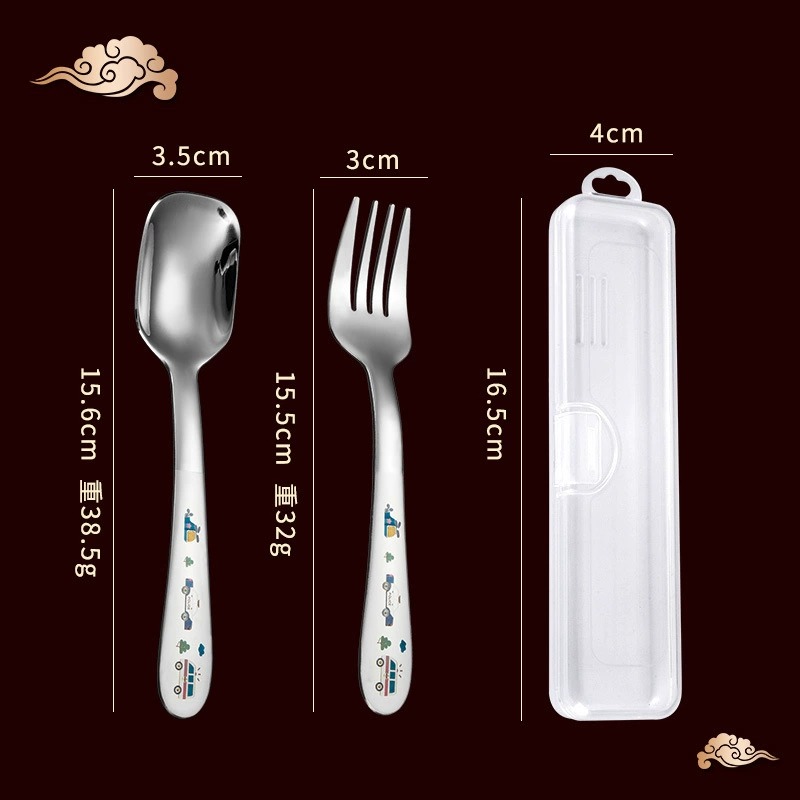 304 Stainless Steel Kids Cutlery Set, Baby Spoons & Children Forks, Integrated Flat Head Soup Spoons and Forks - Image 3