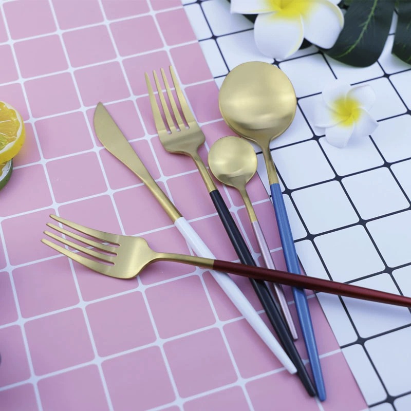Satin Polish Portugal Stainless Steel Single Tableware, Gold Coated Steak Cutlery Tea Spoon for Home Western Dining - Image 4