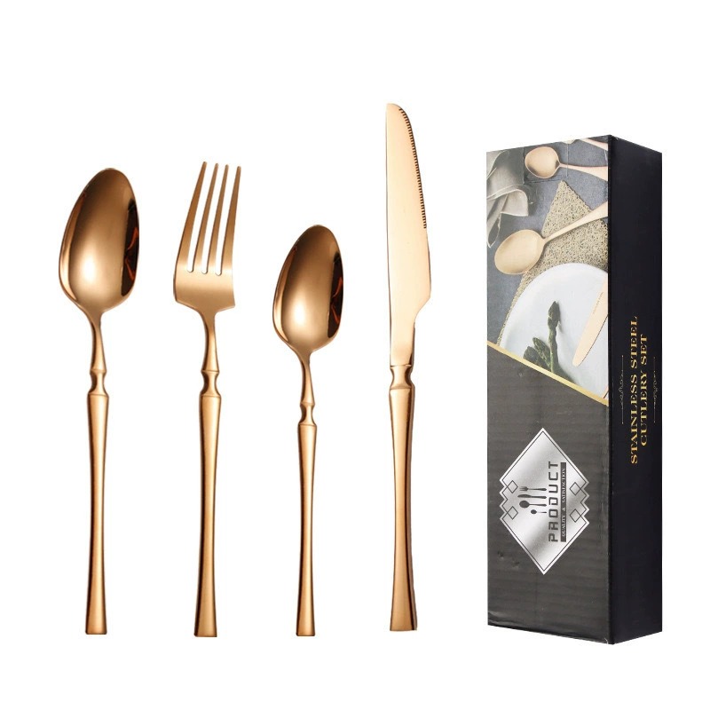 24Pcs Slim Waist Stainless Steel Steak Cutlery Gift Set, Creative Western Knife Fork Spoon for Hotelv