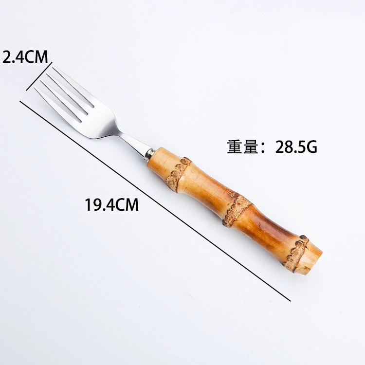Bamboo Joint Handle Stainless Steel Western Cutlery Gift Set, Steak Knives Forks, Cake & Dessert Spoons - Image 6