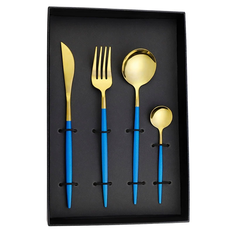Colorful 304 Portugal Stainless Steel Cutlery 4Pcs Box Set, Western Dessert Knife Fork Spoon with Storage Box - Image 7