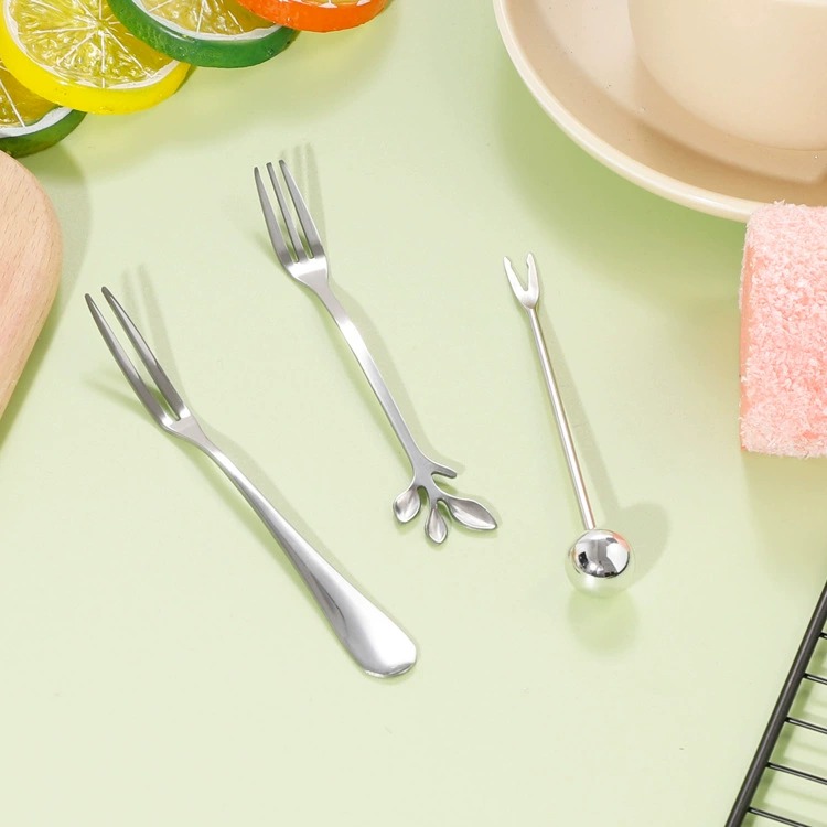 304 Stainless Steel 2-Tine Fruit Fork, Creative Western Cake Dessert Fork for Hotel - Image 2