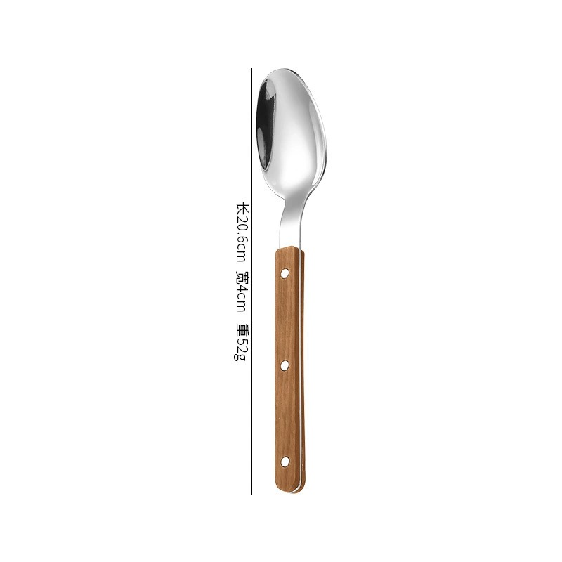 430 Stainless Steel Tableware with ABS Wood Grain Grip Handles, Elegant French Style Cutlery Set, Spoons, Forks, Dessert Spoons & Butter Knives - Image 8