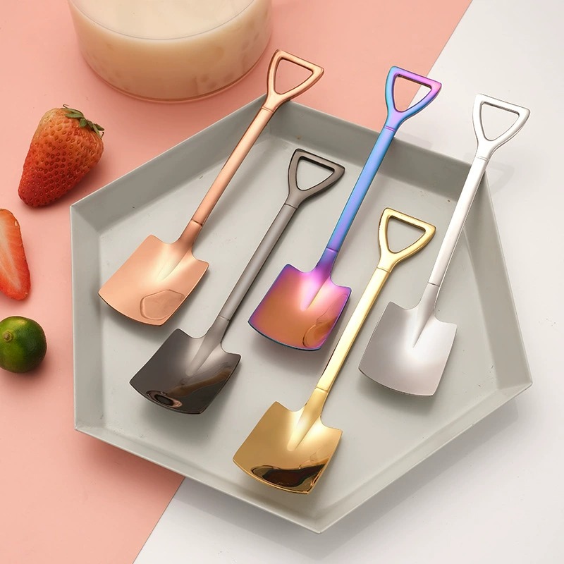 Stainless Steel Mini Shovel Spoon Set, Novelty Watermelon Ice Cream Dessert Coffee Scoop with Gift Box - Image 4