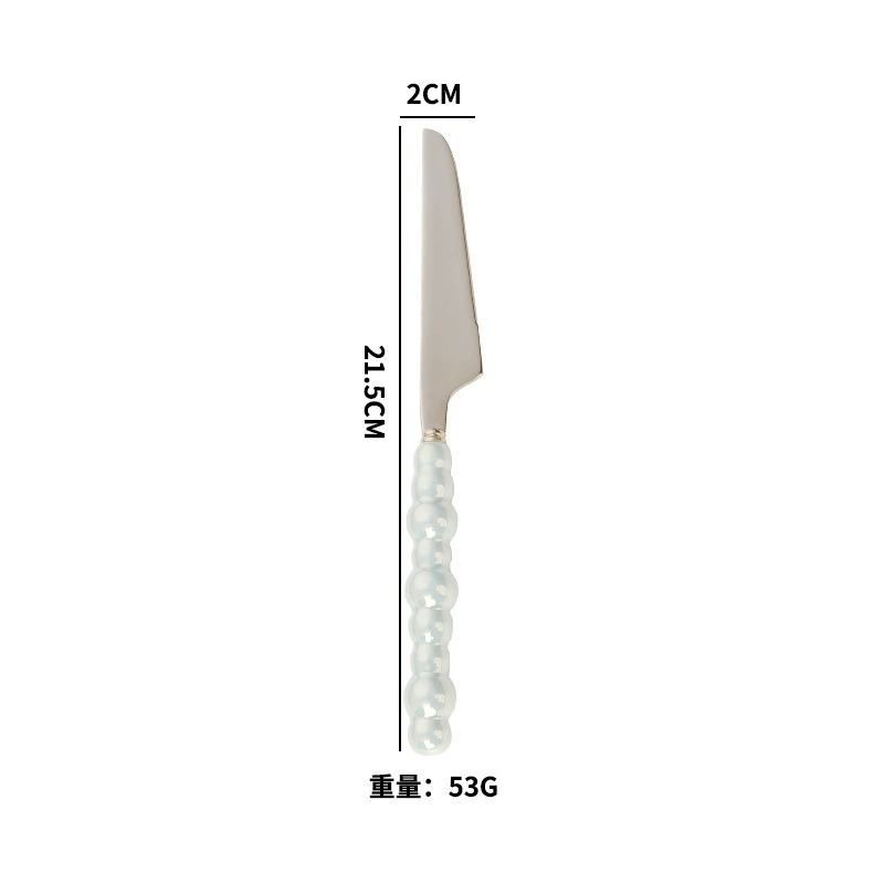 New Arrival 304 Stainless Steel Pearl Series Cutlery Set, Elegant Knives Forks Spoons, Household Ceramic Pearl Soup Spoons - Image 7