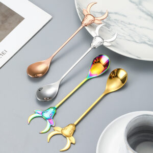 Wholesale Cartoon Cow Head Stainless Steel Stir Spoon, Coffee Milk Powder Spoon for Gift Giveaways