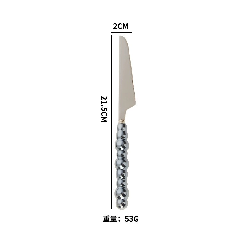 New Arrival 304 Stainless Steel Pearl Series Cutlery Set, Elegant Knives Forks Spoons, Household Ceramic Pearl Soup Spoons - Image 5