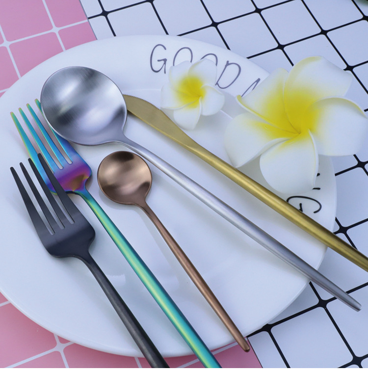 4Pcs Satin Polish Portugal Stainless Steel Steak Tableware Set, Home Western Knife Fork Spoon with Plate - Image 6