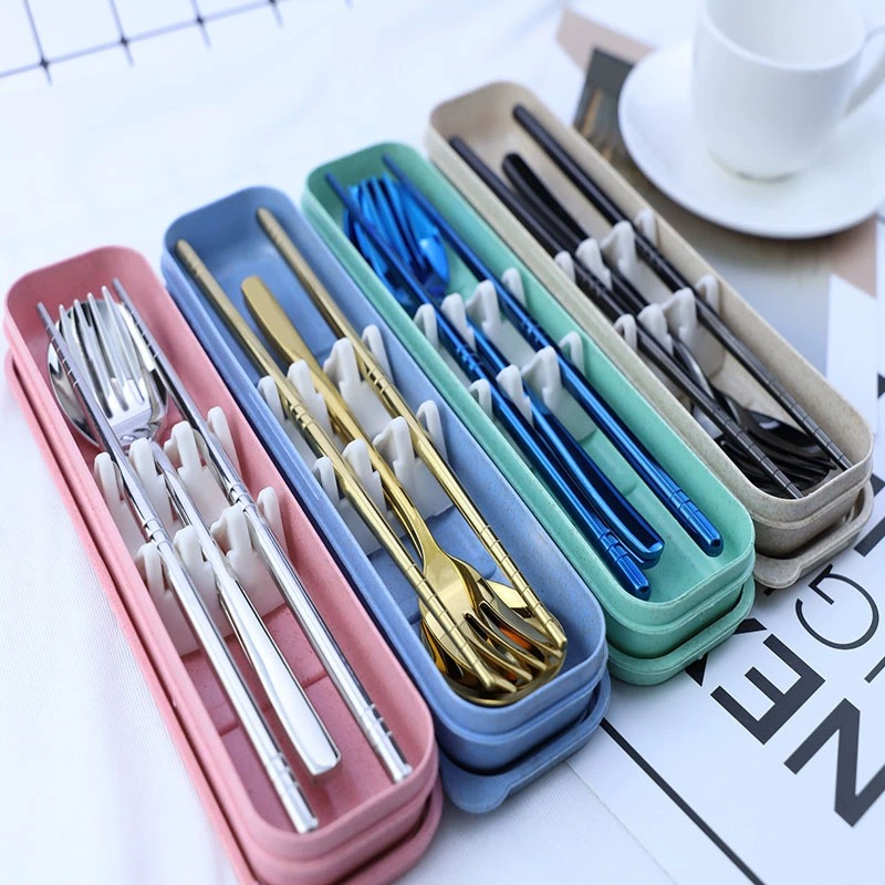 3Pcs Korean 304 Stainless Steel Spoon Fork Chopstick Set, Portable Essential Cutlery for Student Travel Home - Image 6
