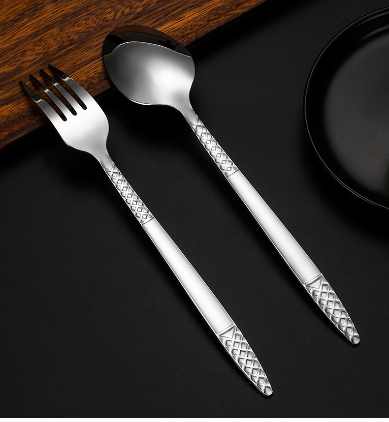 New European Style 6-Piece Gold Plated Stainless Steel Western Cutlery Set, Hotel Steak Knives, Forks and Spoons - Image 4