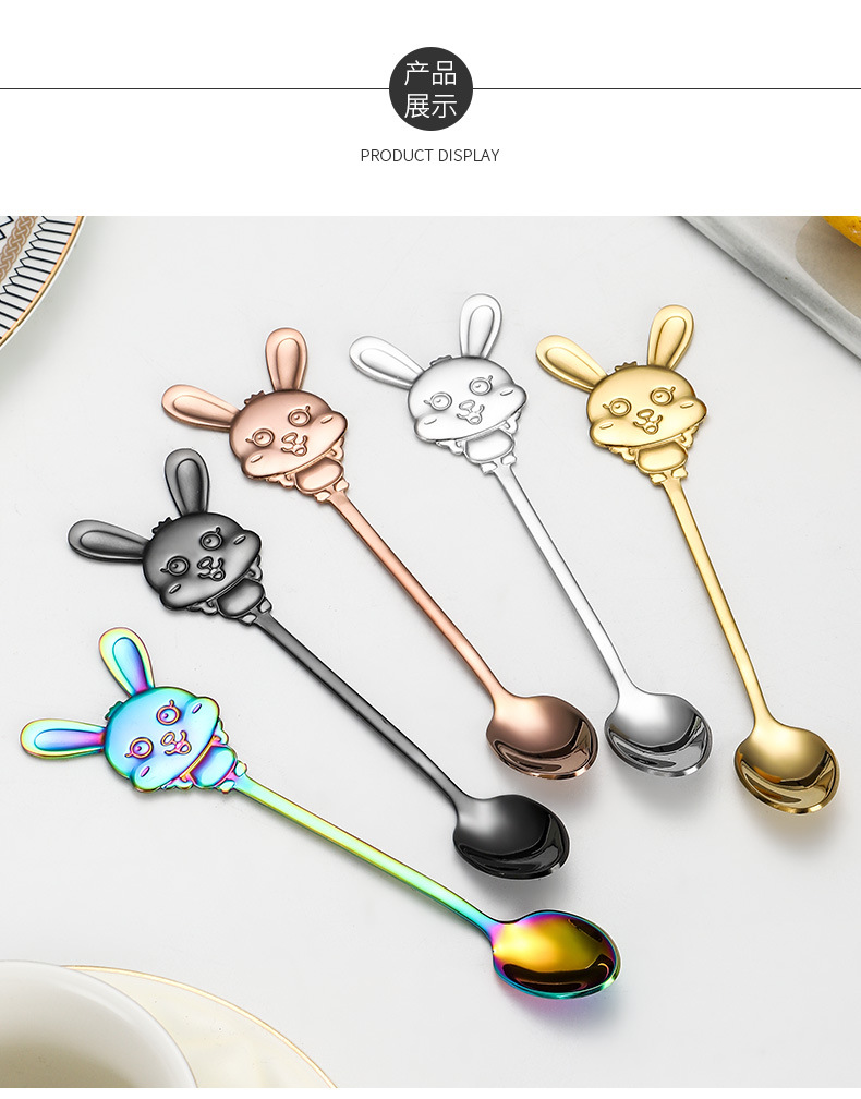 Ins Cute Rabbit Stainless Steel Fruit Dessert Fork, Creative Kids Spoon Fruit Picks for Home - Image 7