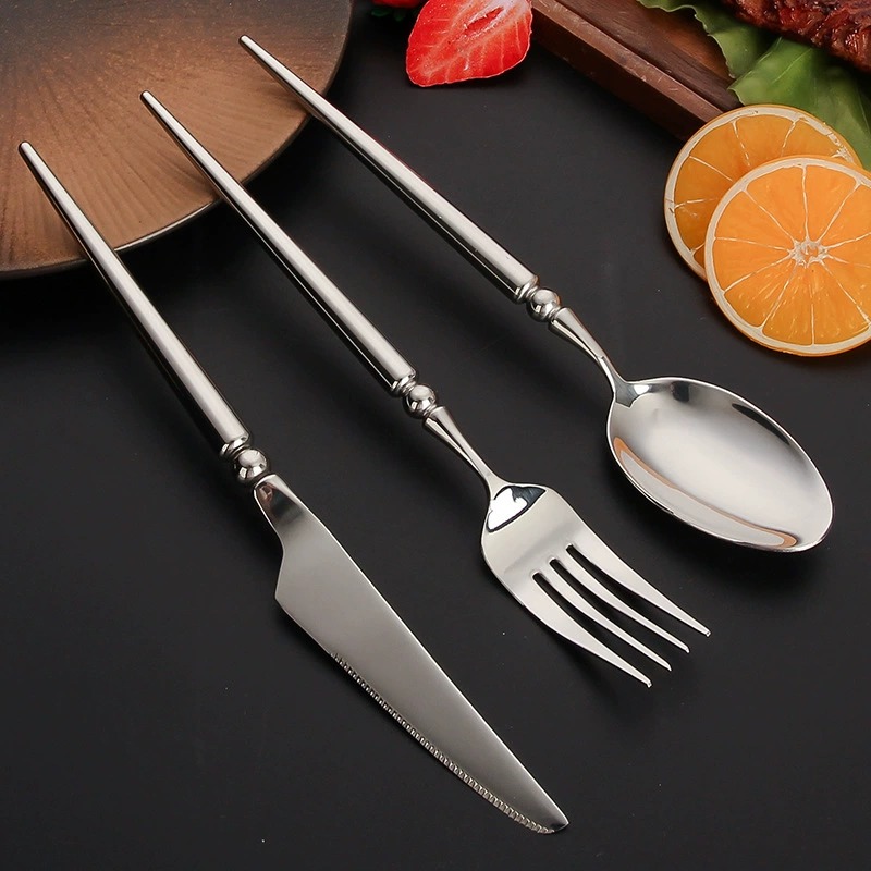 304 Stainless Steel Dinner Cutlery Set, Steak Knives, Forks & Dessert Spoons, Commercial Light Food Tableware Wholesale - Image 2
