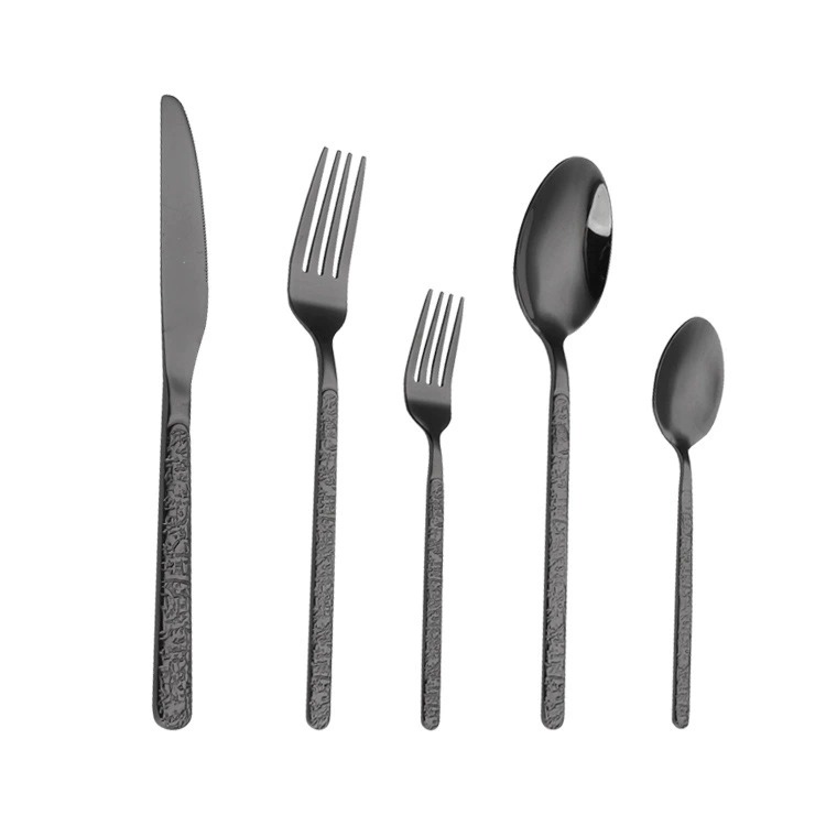 Creative Embossed Stone Grain Stainless Steel Cutlery Set, Western Steak Knives for Hotel & Home Use, Dessert Forks and Spoons - Image 4