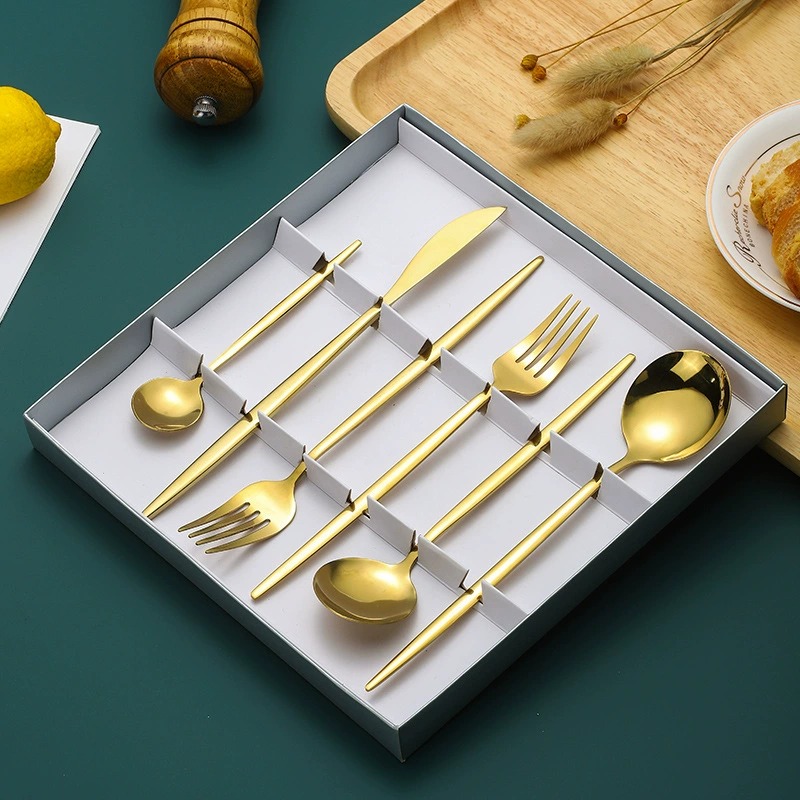 4Pcs Black Gold Titanium Coated 304 Stainless Steel Portugal Steak Cutlery Set, Western Knife Fork Spoon - Image 9