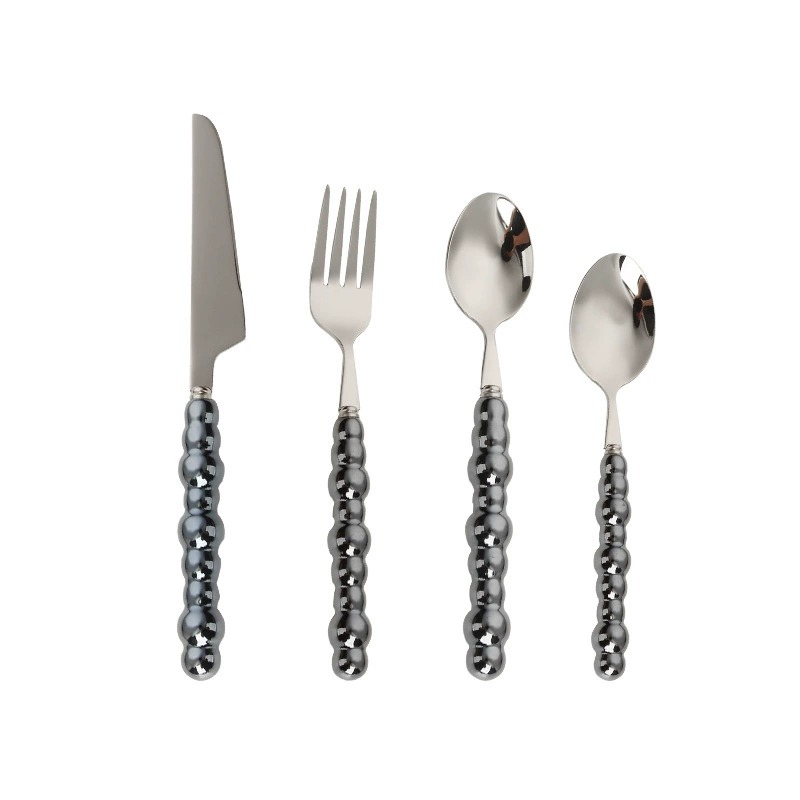 New Arrival 304 Stainless Steel Pearl Series Cutlery Set, Elegant Knives Forks Spoons, Household Ceramic Pearl Soup Spoons - Image 4