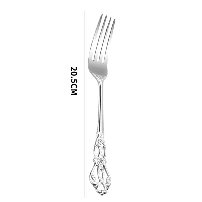Custom Stainless Steel Cutlery Set, Vintage Embossed Western Forks, Nordic Palace Style Gold Spoons, Knives and Forks - Image 4