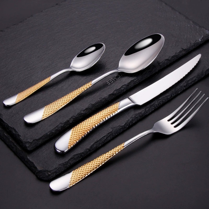 4Pcs Star Diamond 410 Stainless Steel Steak Cutlery Set, Creative Western Dinner Knife Fork Spoon - Image 3