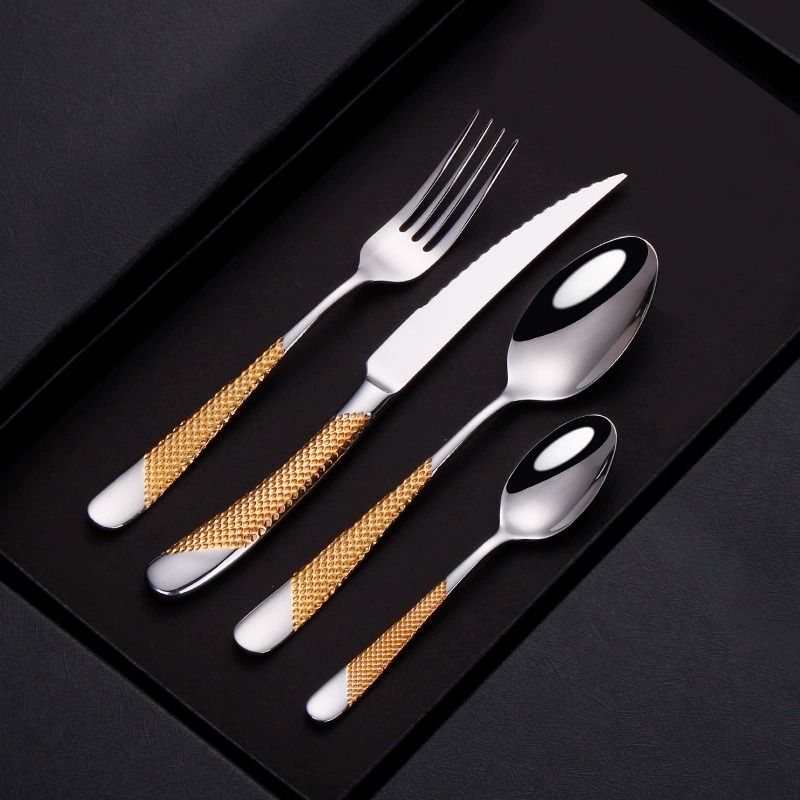 4Pcs Star Diamond 410 Stainless Steel Steak Cutlery Set, Creative Western Dinner Knife Fork Spoon - Image 4