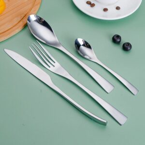 Duke Series Mirror Polished Stainless Steel Western Cutlery, Fish Tail Shape Steak Knives, Forks and Spoons