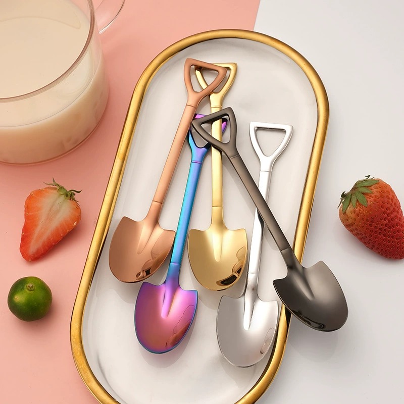 Stainless Steel Mini Shovel Spoon Set, Novelty Watermelon Ice Cream Dessert Coffee Scoop with Gift Box - Image 2